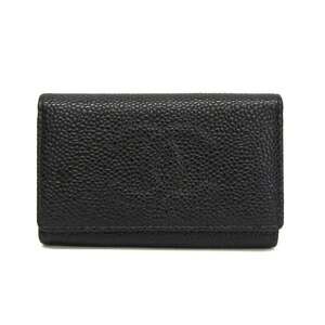 Chanel Coco Mark Women's Grained Calfskin Key Case Black
